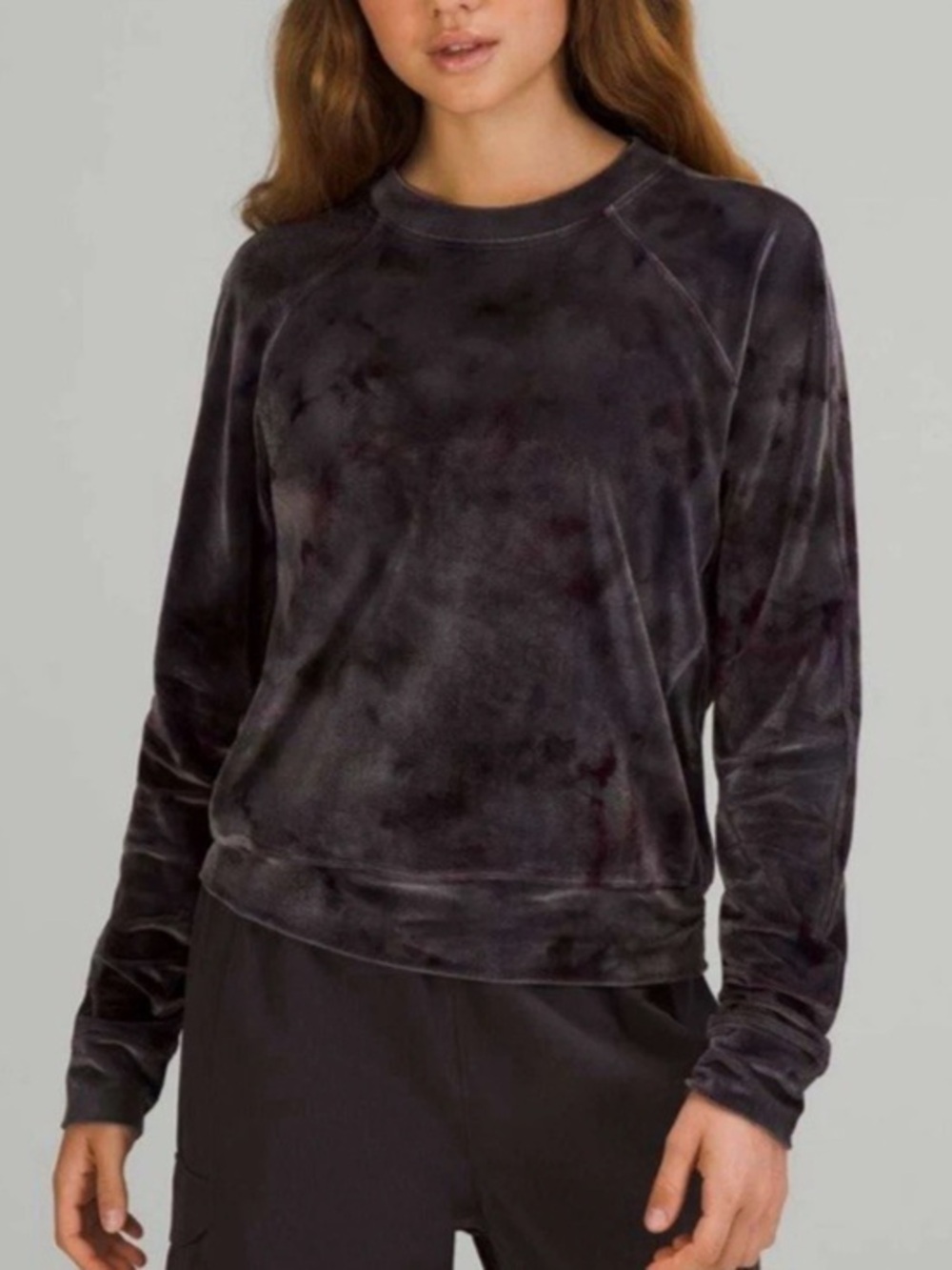 Lululemon Interstellar Dark Gray Multi Velour Warm Down Crew Size 8